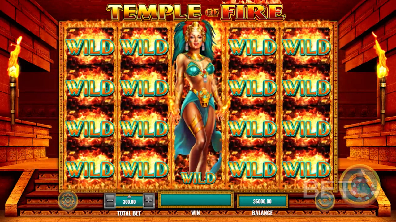 O furtună de Wilds declanșează Free Spins cu frumoasa zeiță aztecă - Temple of Fire