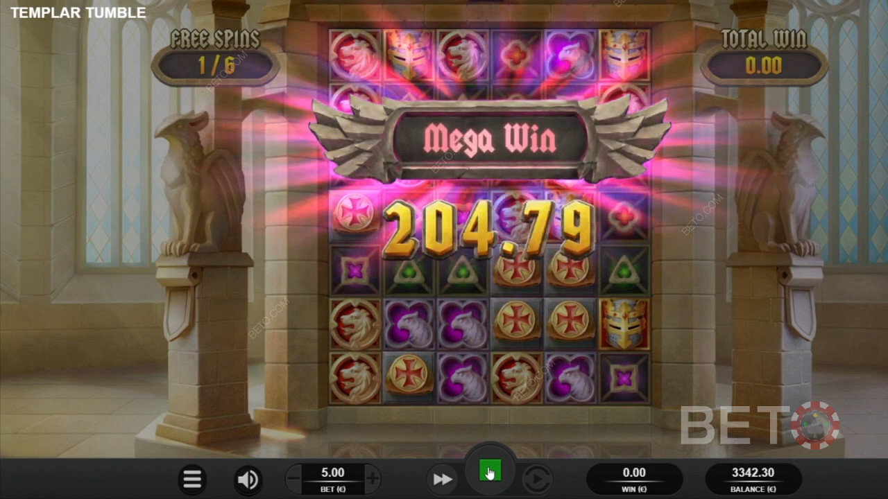 Câștigurile mega la Templar Tumble slot machine