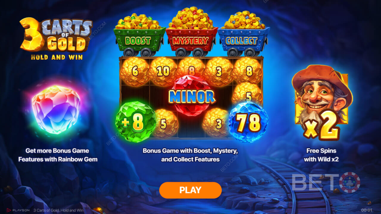 Funcțiile bonus explicate în 3 Carts of Gold: Ține și câștigă de Playson