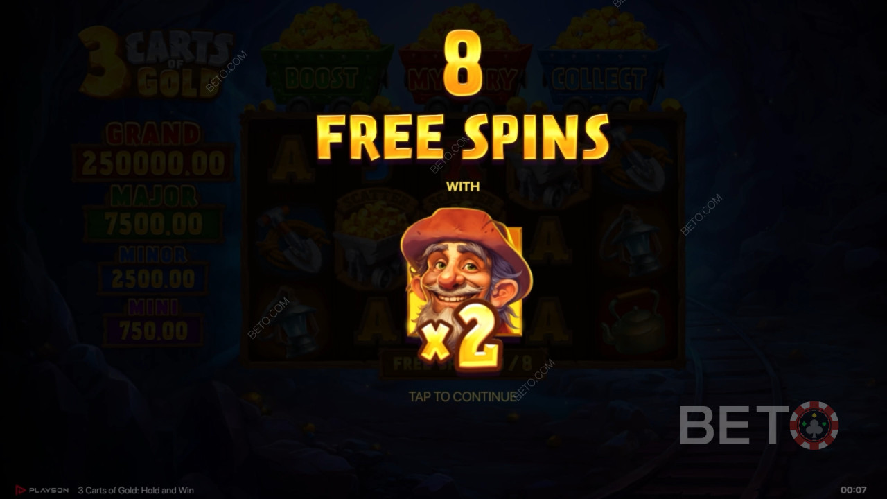 Câștigă 5.000x pariul tău în 3 Carts of Gold: Hold and Win Slot!