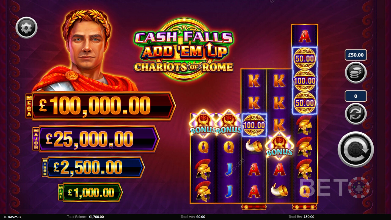 Cash Falls: Add 'Em Up Chariots of Rome Joacă Gratuit