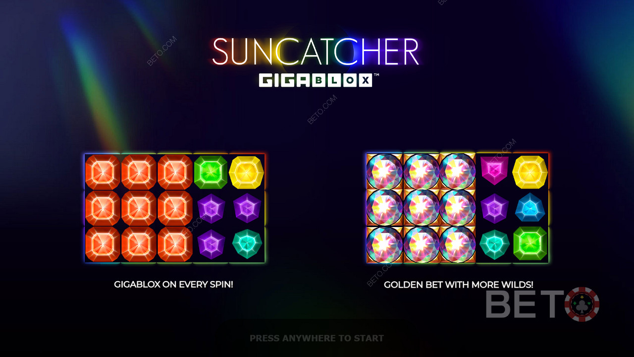 Ecran de introducere care oferă câteva informații despre Suncatcher Gigablox