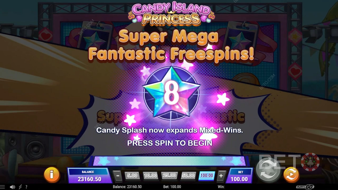 Rotiri gratuite strălucitoare în Candy Island Princess