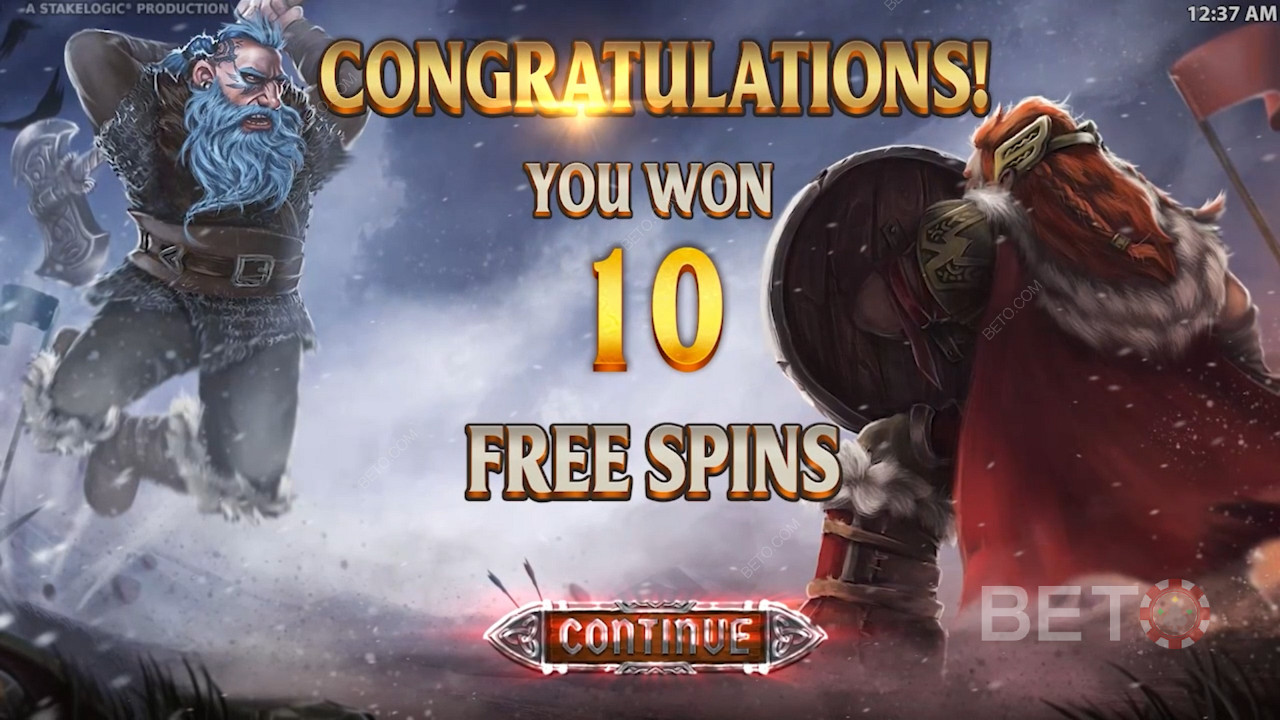 Declanșarea funcției Free Spins le acordă jucătorilor 10 rotiri gratuite bonus.