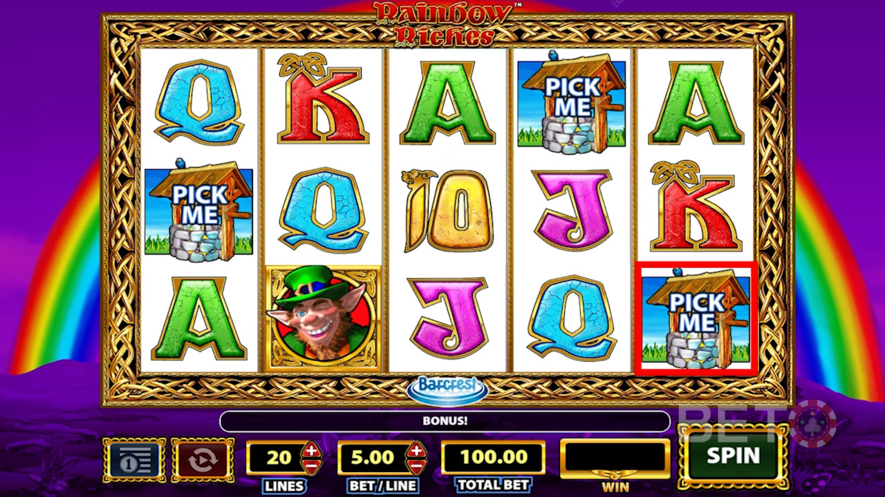 Simbolurile din jocul ca la aparate Rainbow Riches.