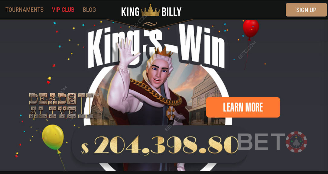 Obțineți câștiguri uriașe jucând sloturi populare pe King Billy Casino
