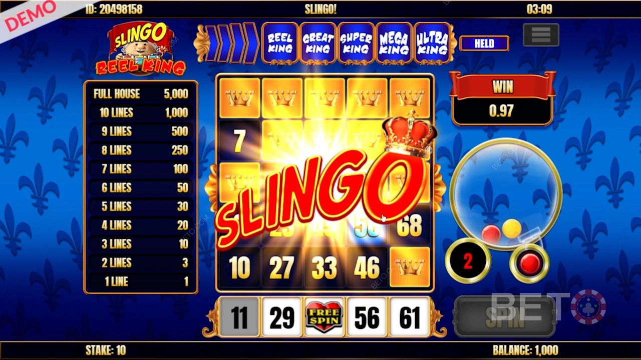 Slingo în Slingo Reel King slot