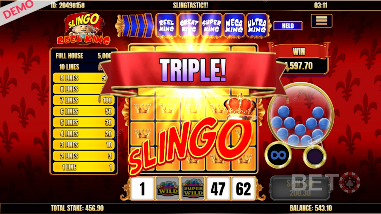 Triple Slingo în Slingo Reel King slot