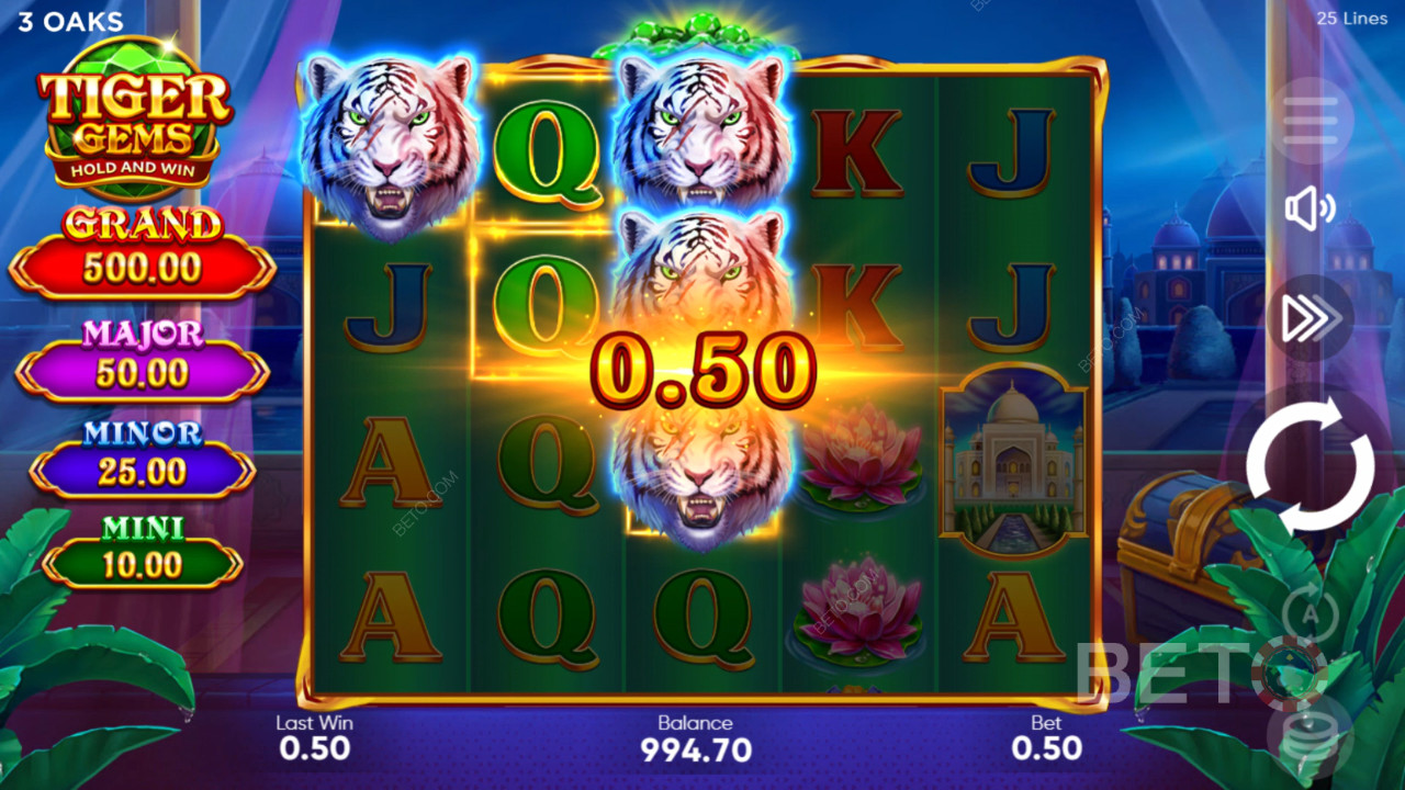 Câștigă 1.560x pariul tău în aparatul de păcănele Tiger Gems!