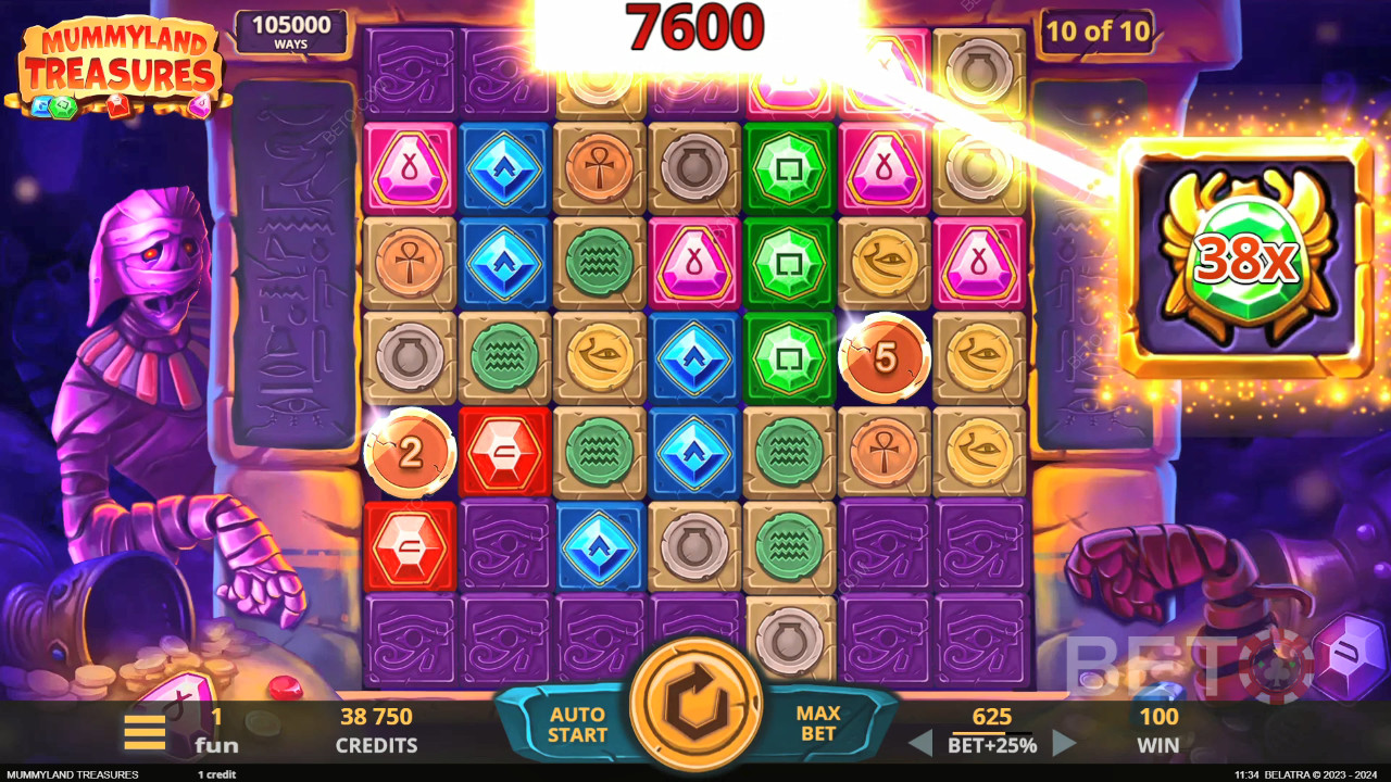Câștigă 25.000x pariul tău în Mummyland Treasures Video Slot!