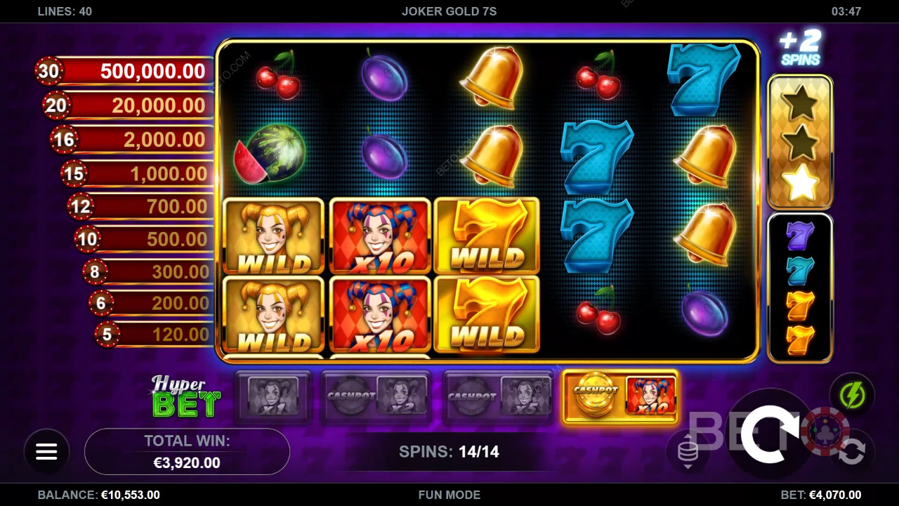 Câștigă 50.000x pariul tău în Joker Gold 7s Slot Machine!