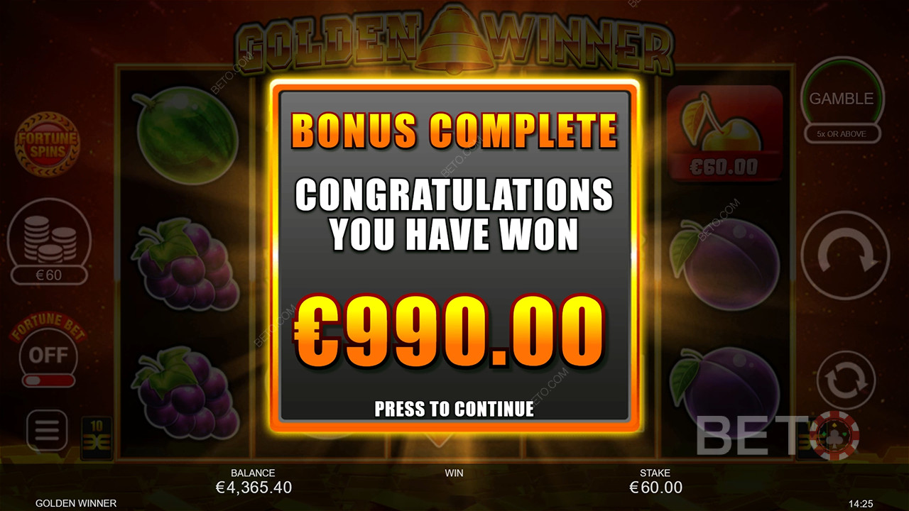 Câștigă 2.500x pariul tău în aparatul de păcănele Golden Winner!