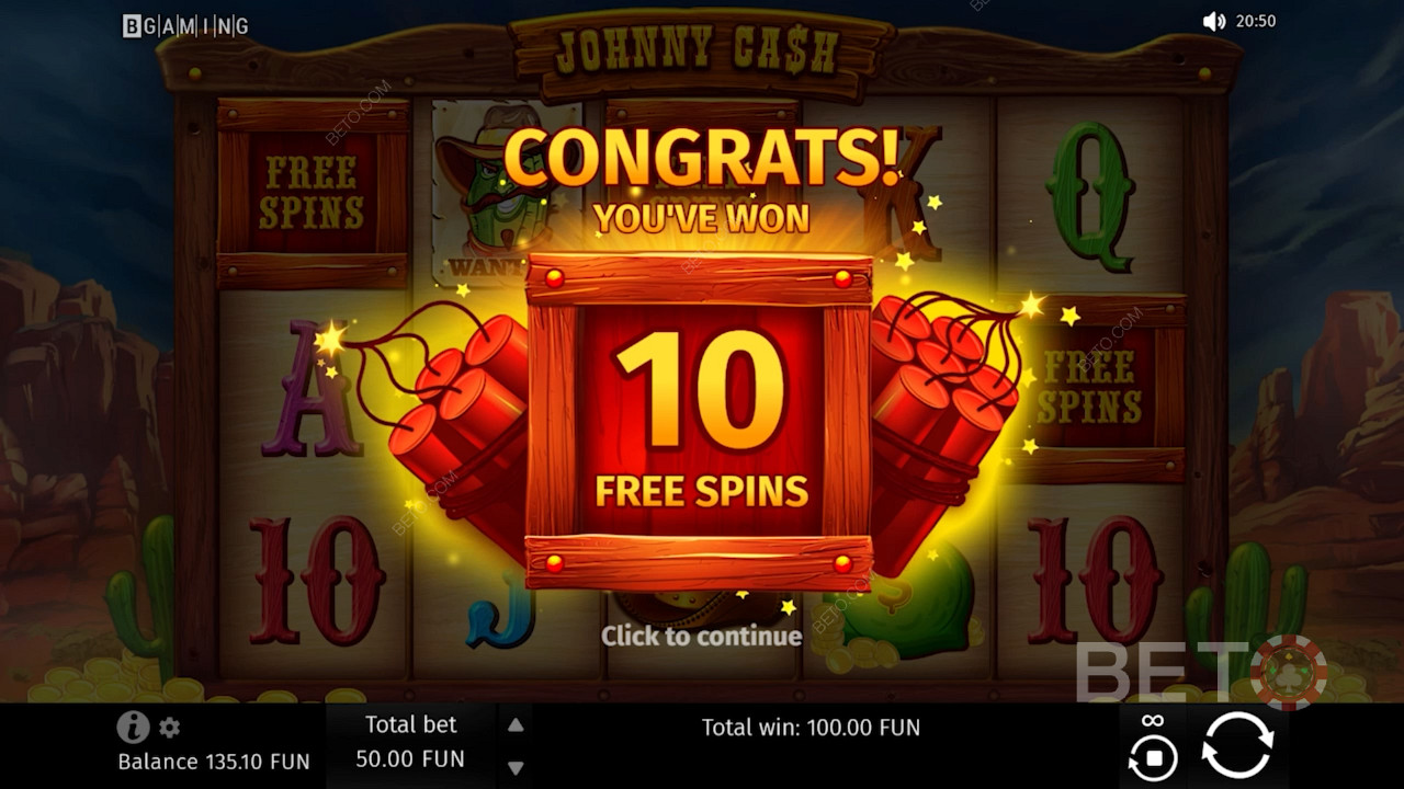 Câștigarea de rotiri gratuite recompensatoare în Johnny Cash