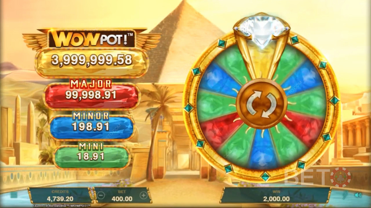 Învârte-ți norocul în roata Jackpot, pentru a avea o șansă de a câștiga Jackpotul WowPot