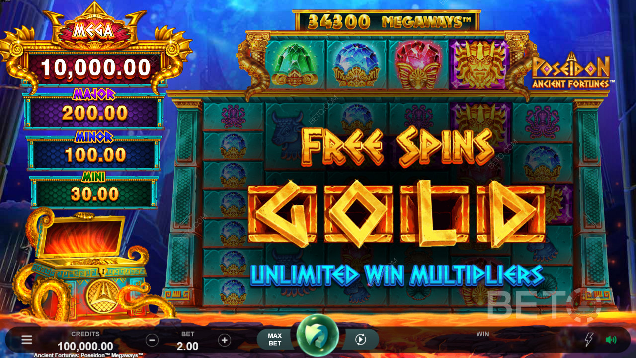 Bucurați-vă de Multiplicatori de Câștig nelimitat la Free Spins în Ancient Fortunes: Slotul Poseidon Megaways