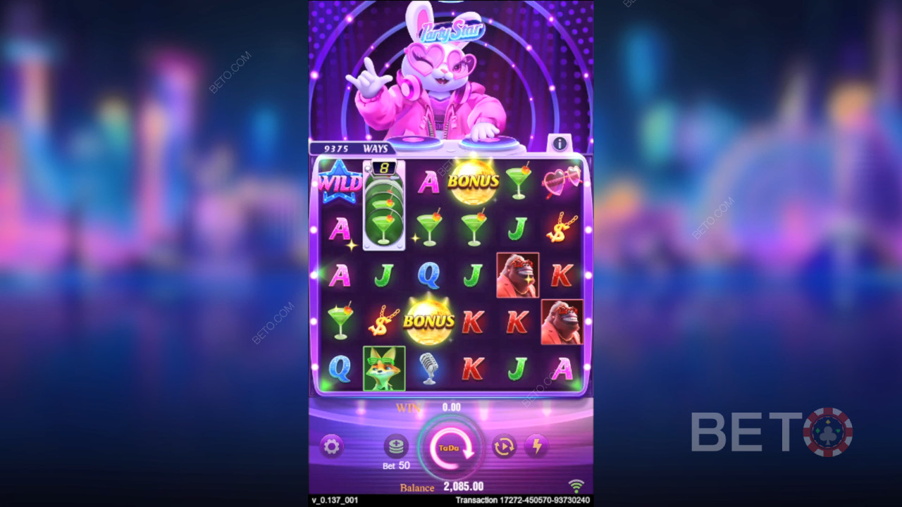 Câștigă 50000 Pariul tău în Party Star Slot Machine!