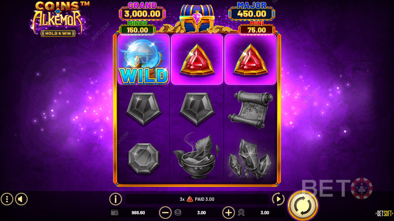 Funcțiile bonus explicate în Coins of Alkemor - Hold & Win de Betsoft
