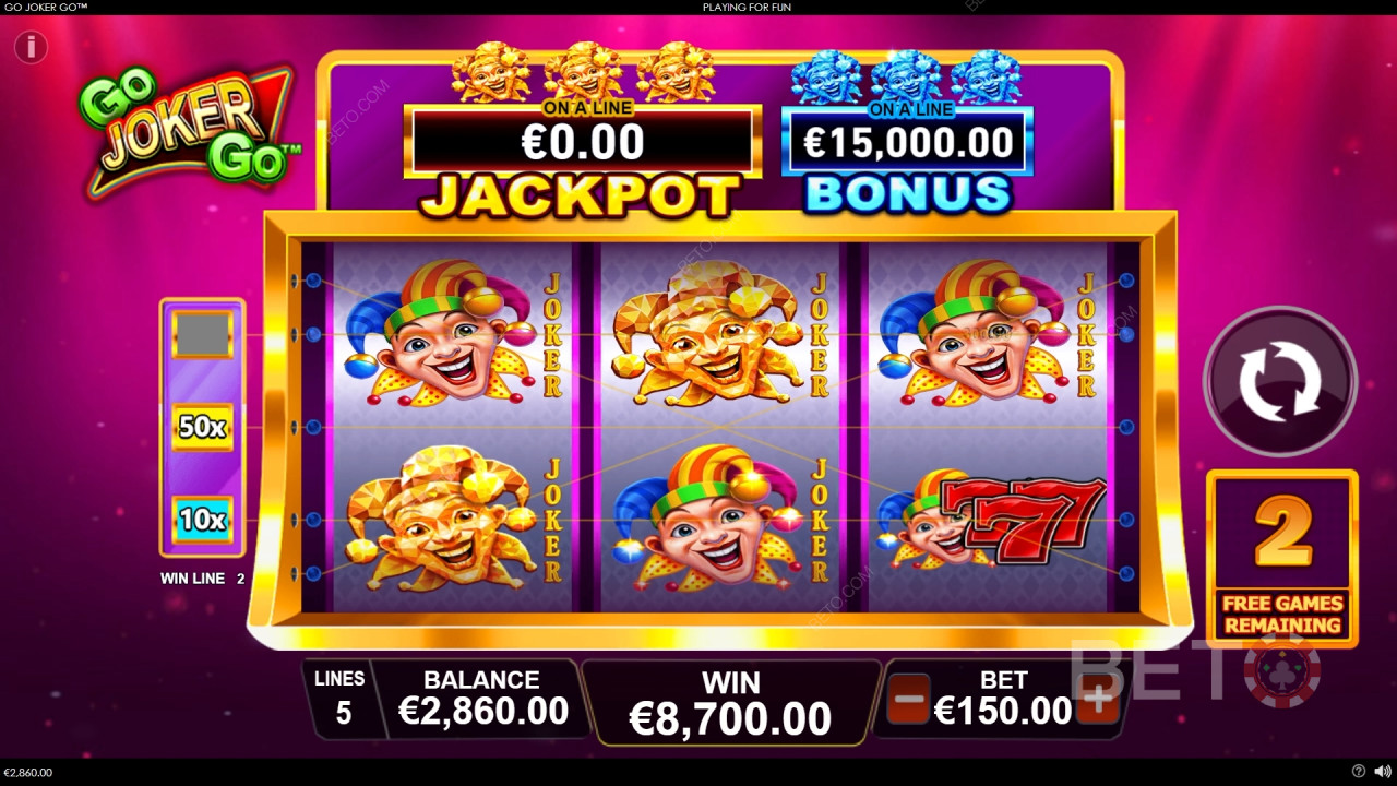 Câștigă 1.000x pariul tău în jocul ca la aparate Go Joker Go!