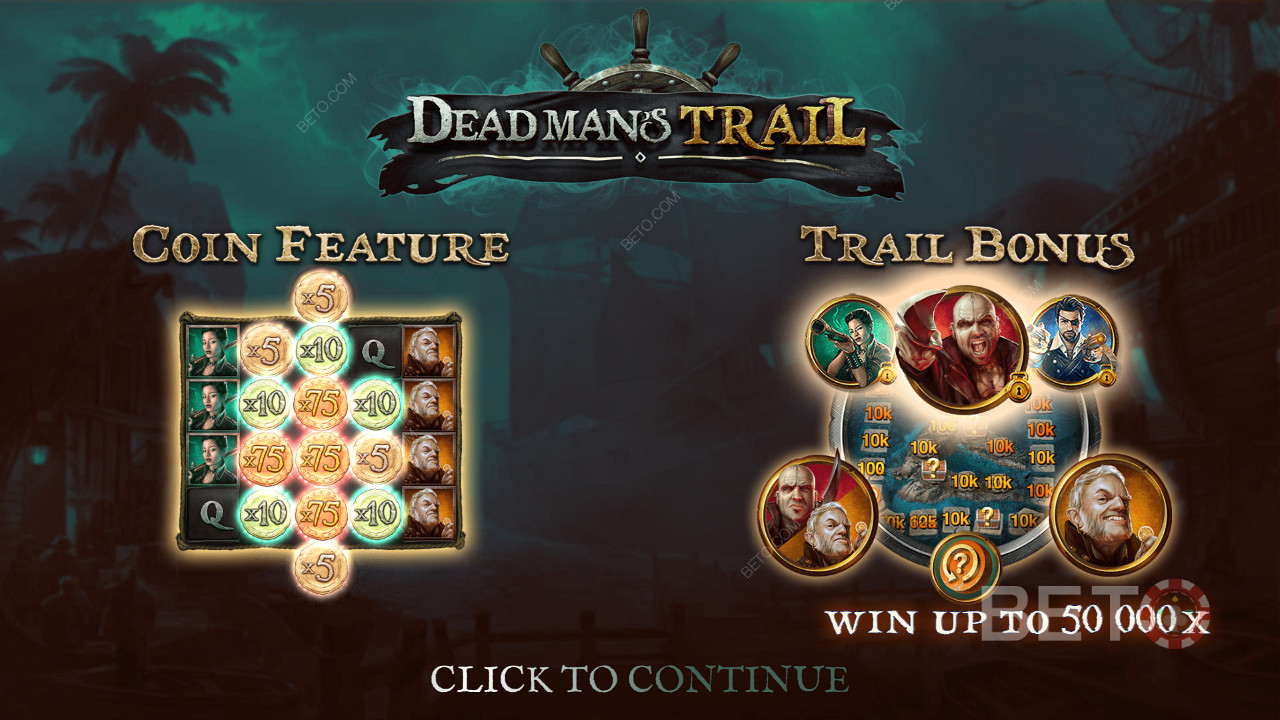 Bucură-te de Bonusul Trail și de funcția Coin în jocul ca la aparate Dead Man