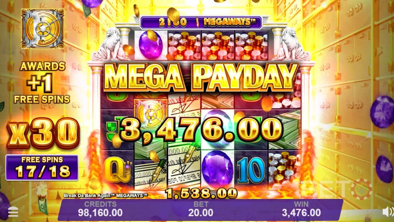 Foarte generosul Mega Payday la Break Da Bank Again Megaways