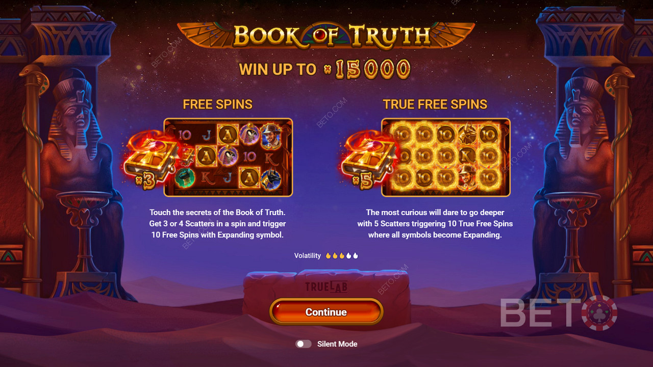 Învârtiri gratuite și True Spins ale slotului Book of Truth