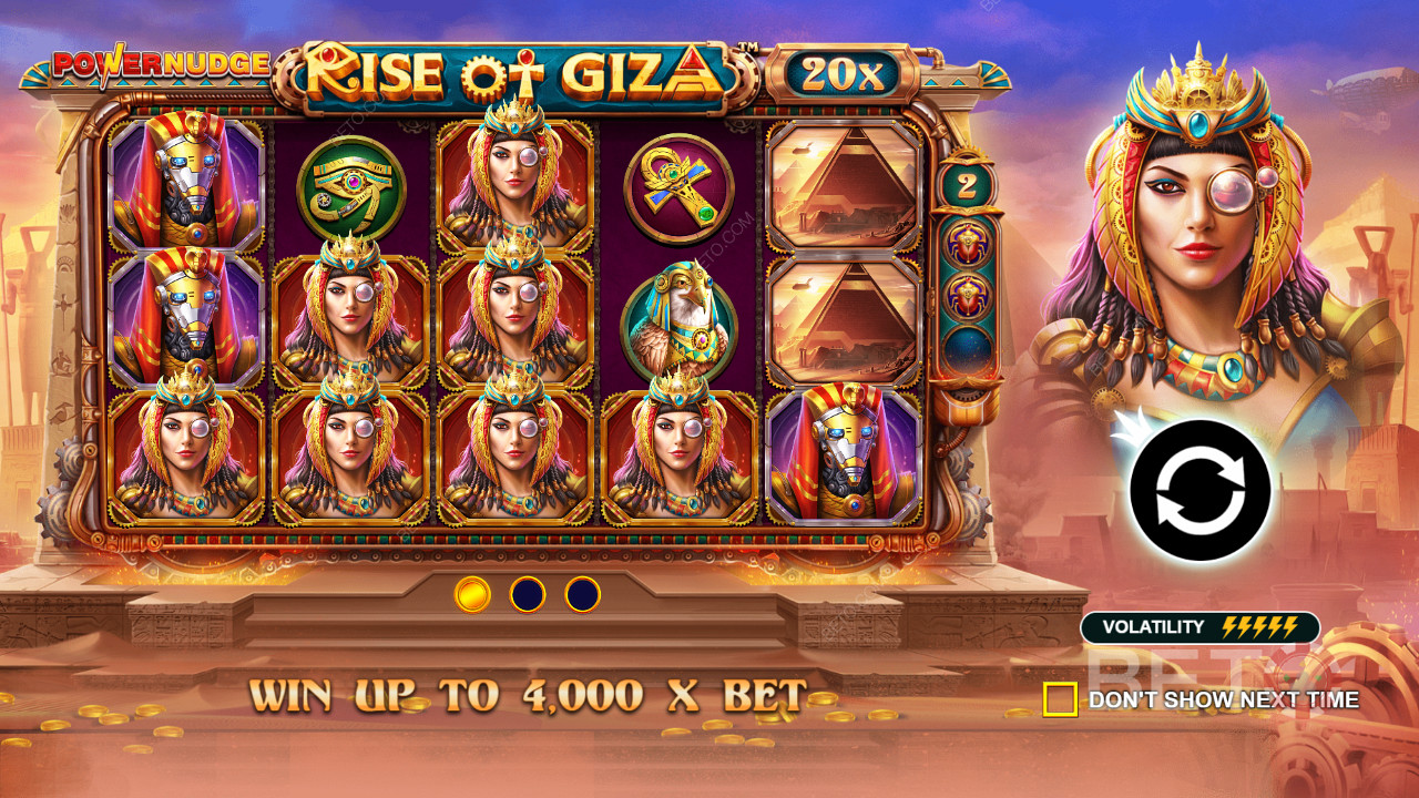 Câștigă până la 4.000x pariul tău în slotul online Rise of Giza PowerNudge