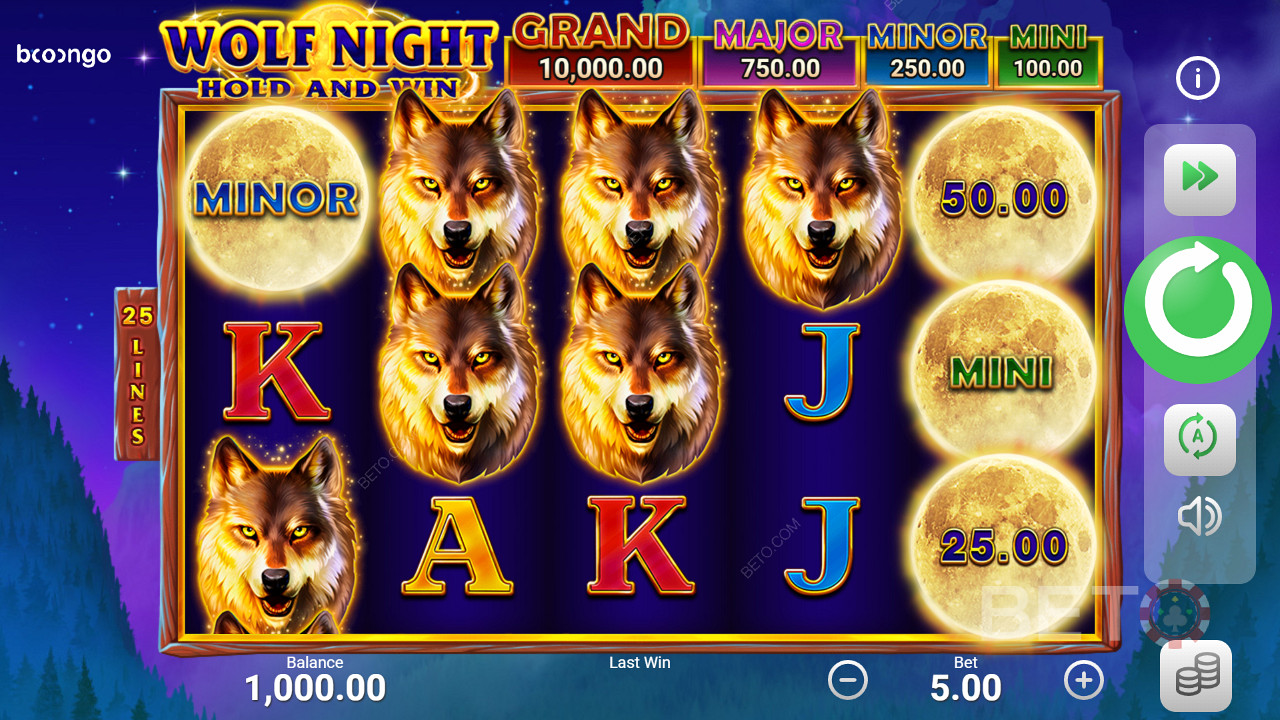 Wolf Night slot cu rundă bonus, jackpoturi și rotiri gratuite dezvoltat de Booongo