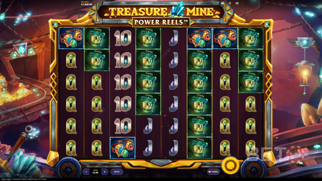 Bucură-te de o temă și o grafică fabuloasă în jocul ca la aparate online Treasure Mine Power Reels