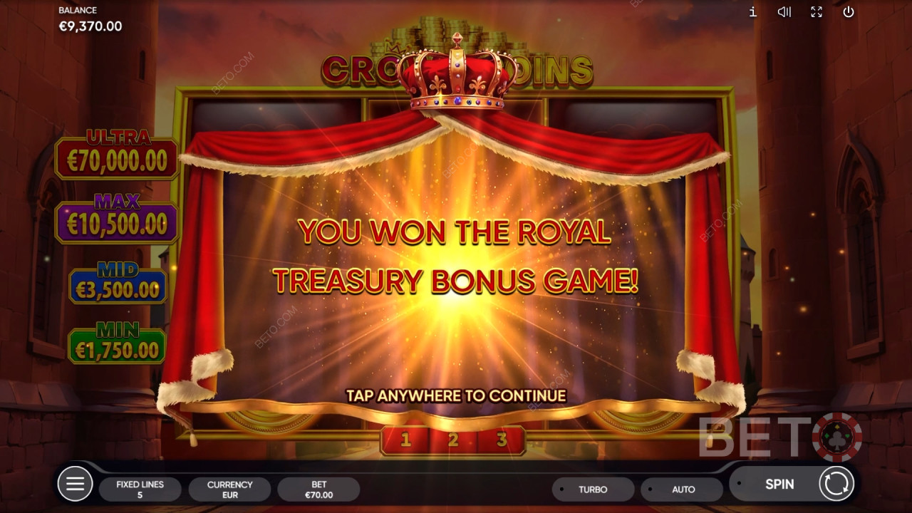 Câștigă 2.500x pariul tău în Crown Coins Slot Online!