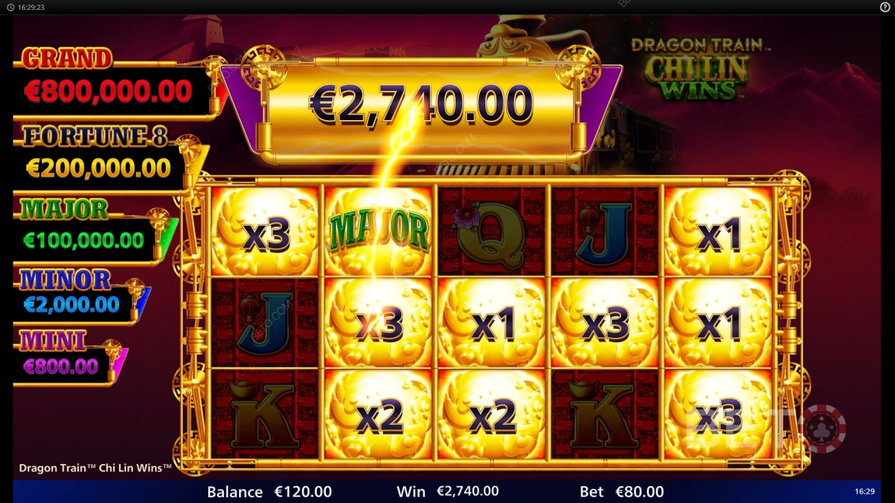 Câștigă 10.000x pariul tău în jocul ca la aparate Dragon Train Chi Lin Wins!