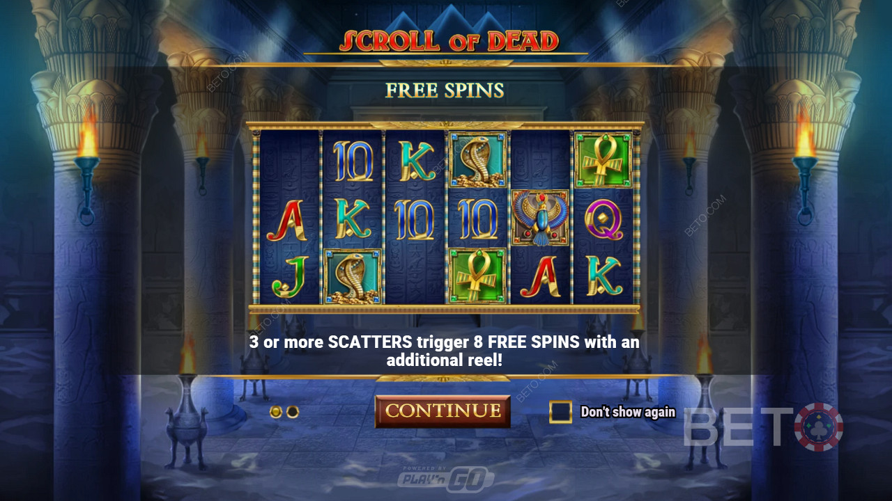 Declanșarea modului Free Spins îi răsplătește pe jucători cu 8 rotiri bonus.