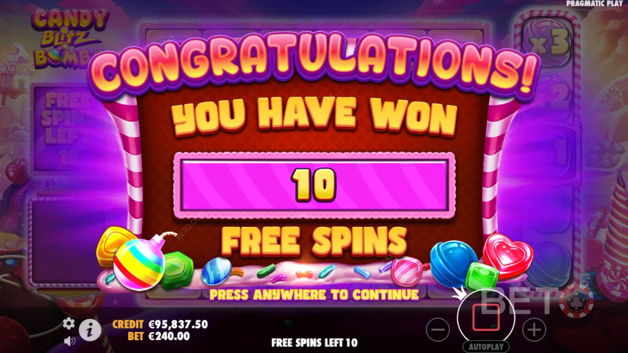 Câștigă de 5.000x pariul tău în slotul video Candy Blitz Bombs!