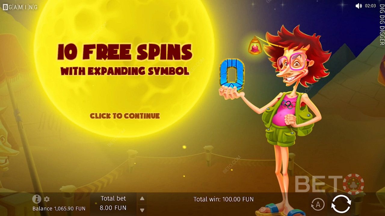 Declanșarea rundei bonus Free Spins le oferă jucătorilor 10 rotiri gratuite.