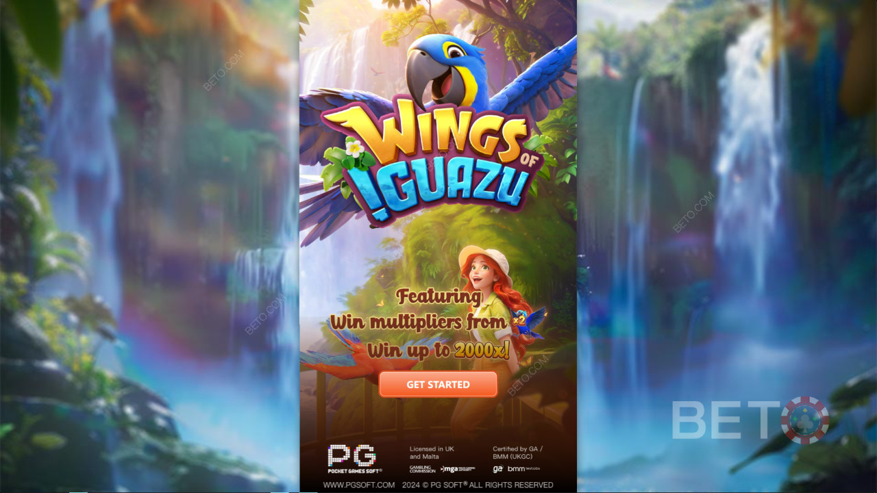 Câștigă 2.000x pariul tău în jocul ca la aparate online Wings of Iguazu!