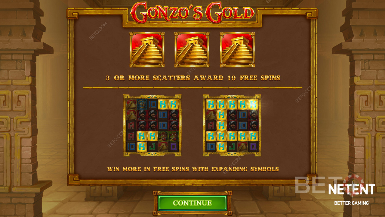 Bucură-te de rotiri gratuite cu simboluri expansive și plăți cluster în slotul Gonzo