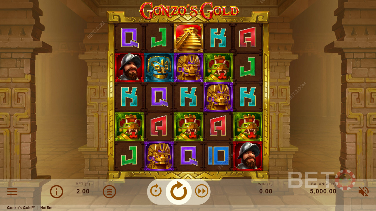 Bucură-te de simboluri frumoase și de tema Inca în slotul online Gonzo