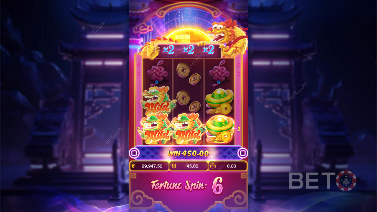 Câștigă 2.500x pariul tău în jocul ca la aparate Fortune Dragon!