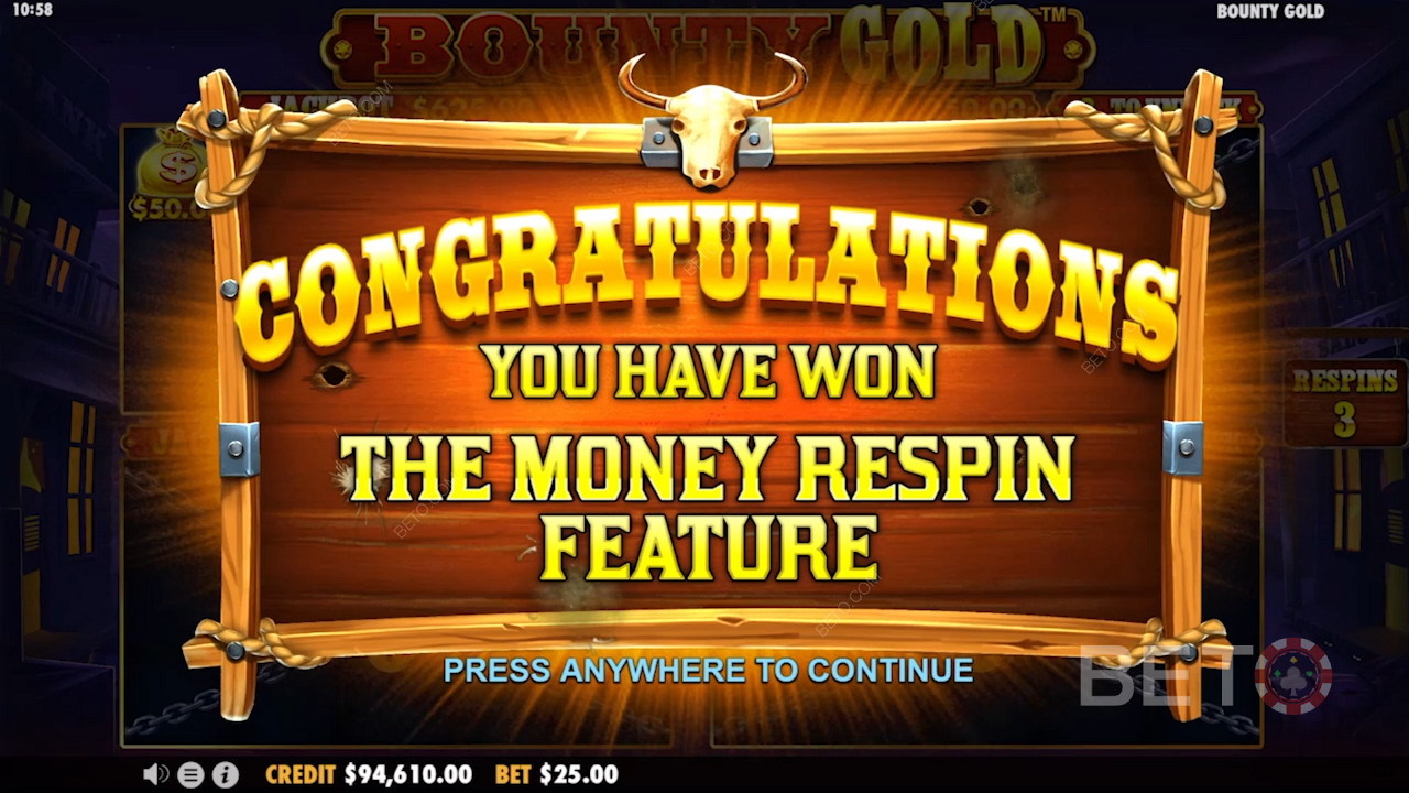 Câștigarea de rotiri gratuite generoase în Bounty Gold