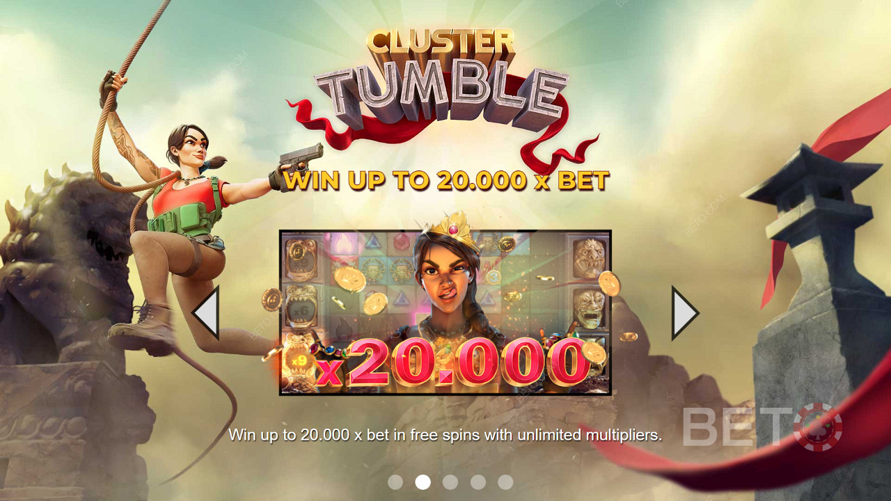 Câștigă câștiguri de până la 20.000x valoarea mizei în slotul online Cluster Tumble