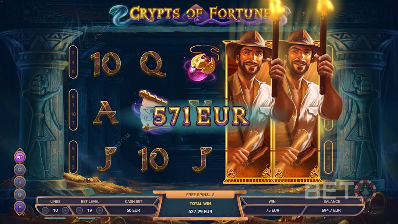 Bucură-te de simboluri expansive la rotirile gratuite în jocul ca la aparate Crypts of Fortune