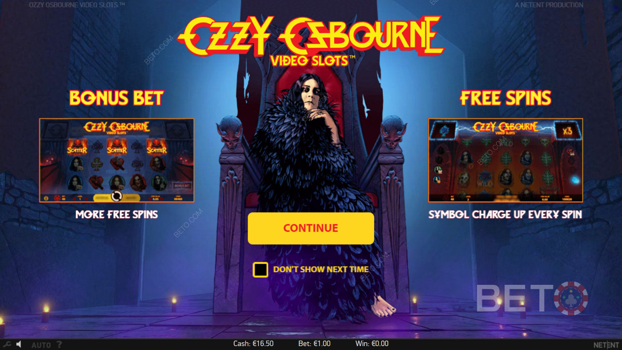 Bucură-te de Bonus Bet și Free Spins în jocul de aparate Ozzy Osbourne