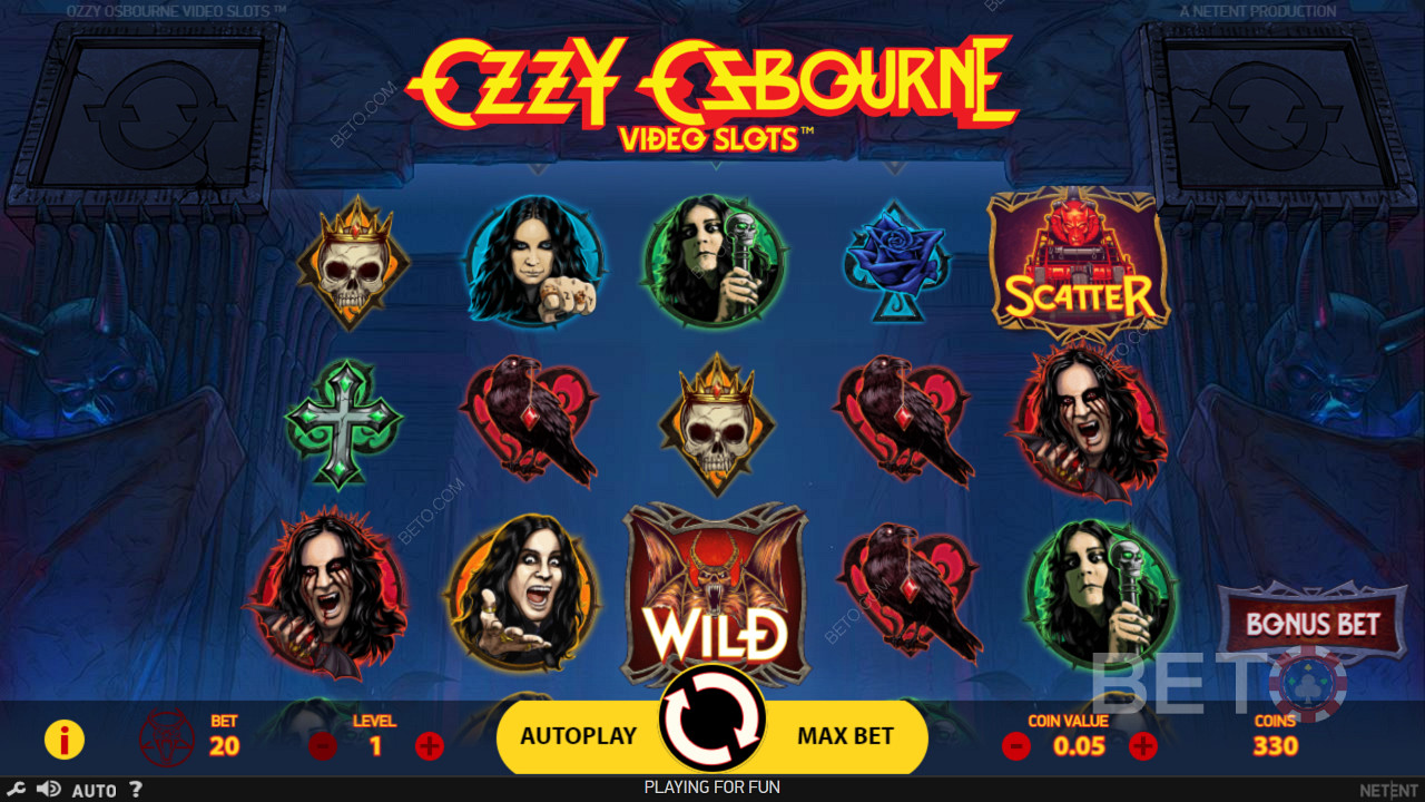 Bucură-te de o temă care se concentrează pe faimosul Ozzy în jocul ca la aparate online Ozzy Osbourne.