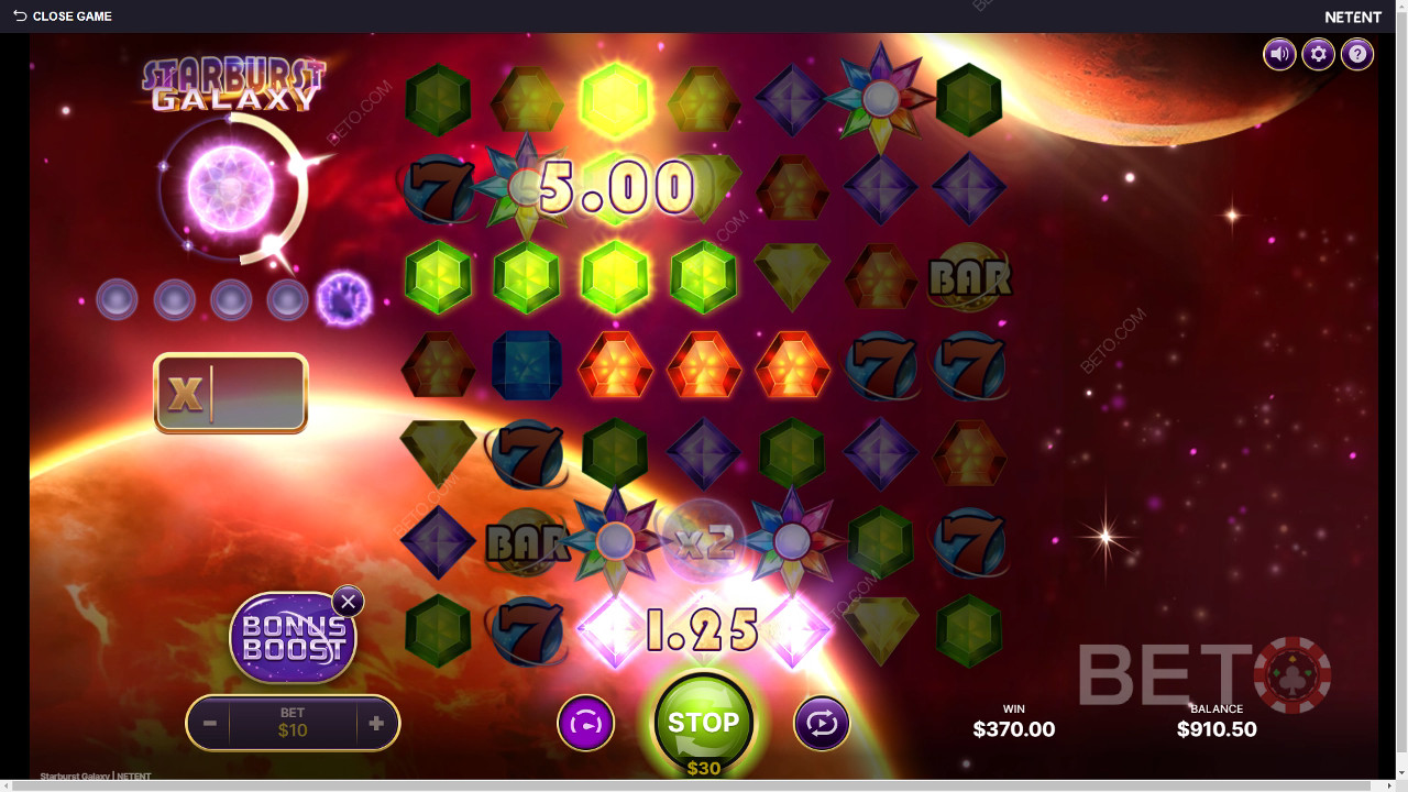 Funcțiile bonus explicate în Starburst Galaxy de NetEnt