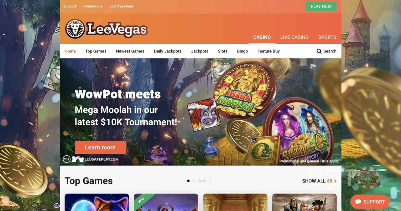LeoVegas - un cazinou ușor de recunoscut și frumos