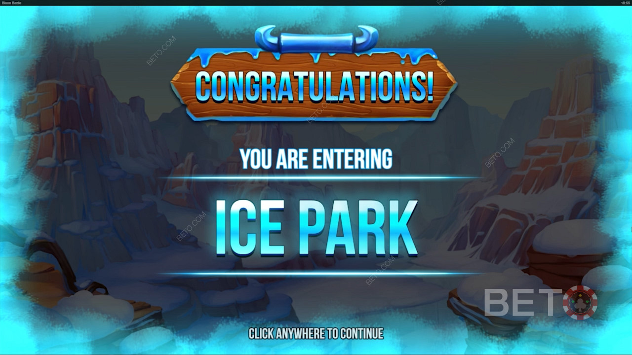 Prinde simbolurile scatter Blue & Red Bison pentru a debloca funcția bonus Ice Park.