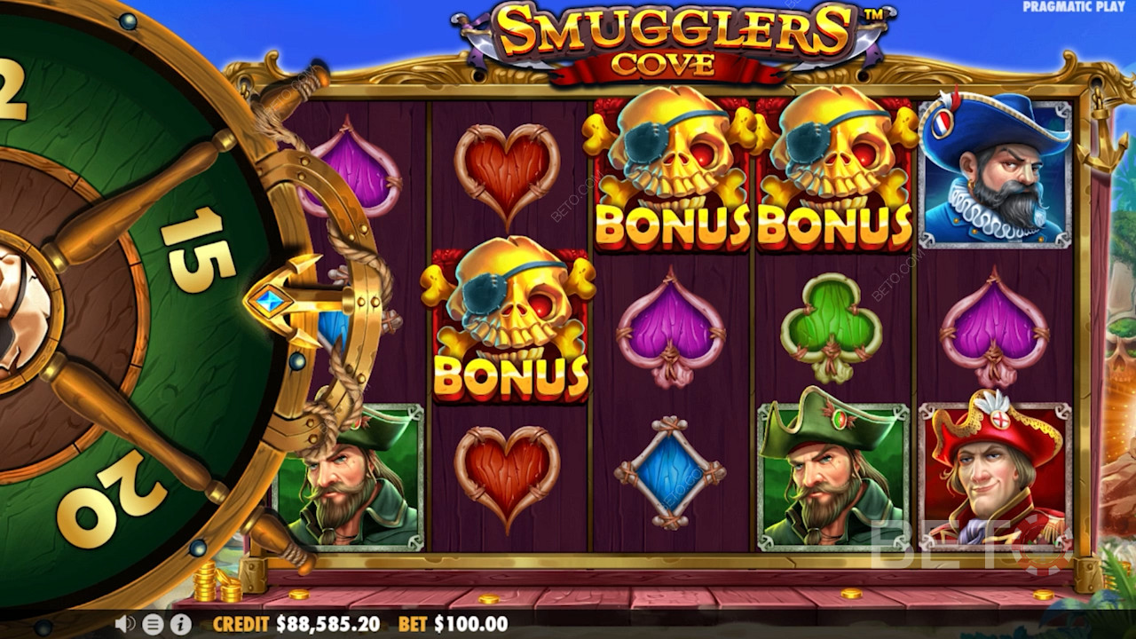 Runda bonus în jocul ca la aparate online Smugglers Cove