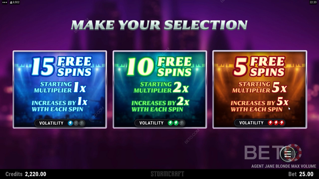 Activați jocul bonus și alegeți între 3 rotiri gratuite și bonusuri cu multiplicator