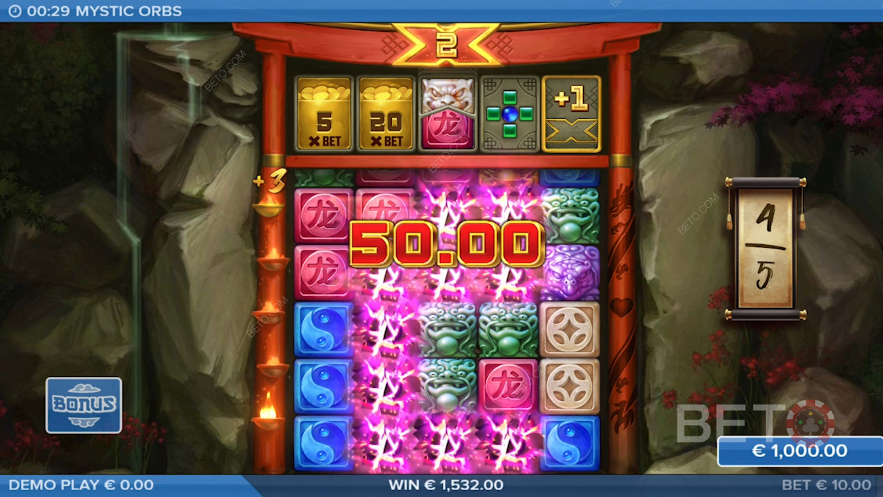 Motorul Cluster Pays îți va spori numărul de jocuri în acest joc de cazino.