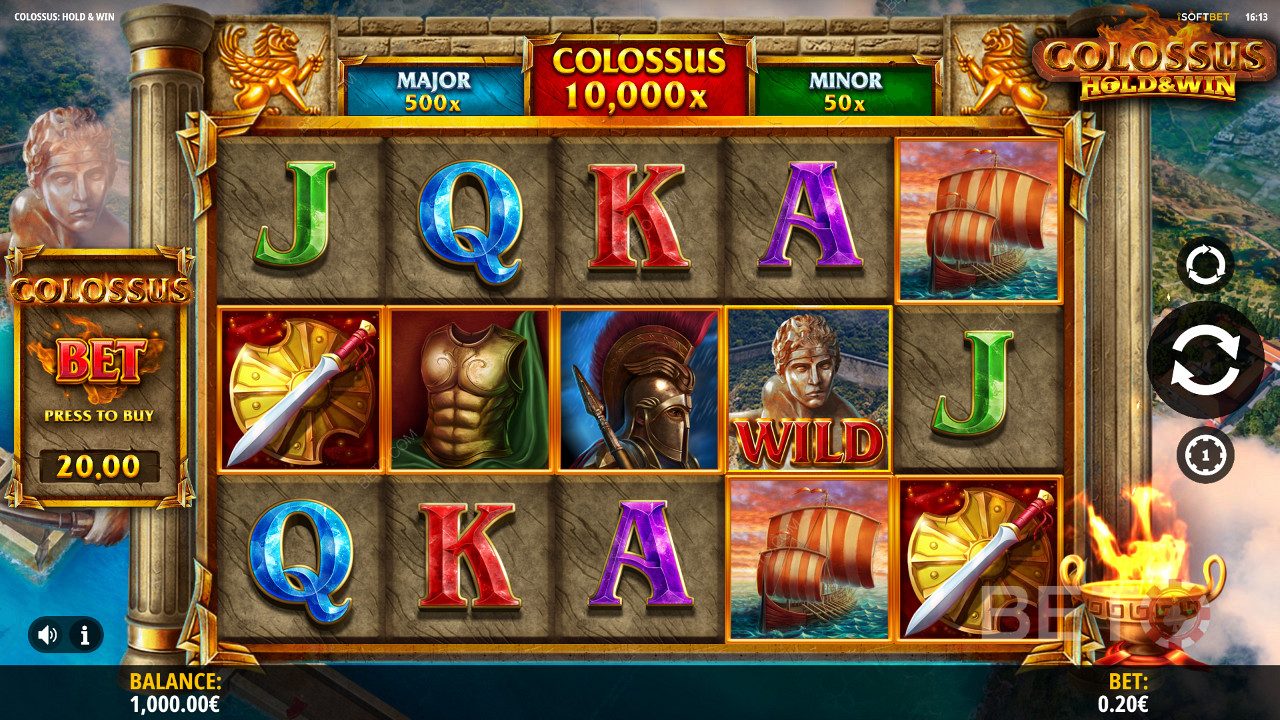 Bucură-te de tema grecească în jocul ca la aparate online Colossus: Hold and Win
