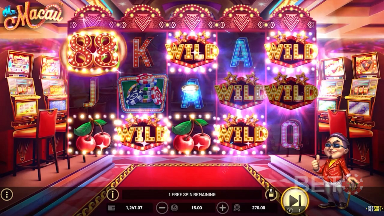 Bucură-te de Sticky Wilds la Free Spins în jocul ca la aparate online Mr. Macau